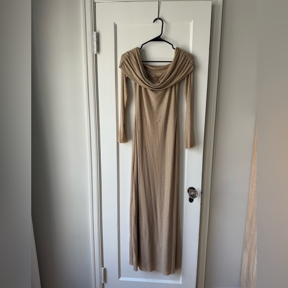 Meshki Marcel Nude Diamanté off the shoulder dress - Picture 6 of 9